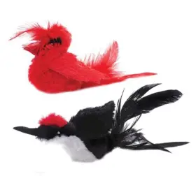 Omron 301936702014 Pet Zone Products Real Bird Cat Toy Assorted 6 Pack Red/black