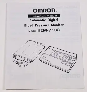 Hem-713c Omron Automatic Digital Blood Pressure Monitor Instruction Manual Only