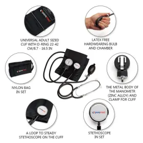 Paramed 651402472553 Aneroid Sphygmomanometer With Stethoscope Manual Blood Pressure Cuff U #2