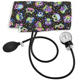Prestige Medical 786511242558 Adult Premium Aneroid Sphygmomanometer Clamshell Packaging Party Owls Black