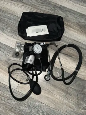 Prestige Medical 786511620820 Premium Adult Aneroid Sphygmomanometer And Stethoscope Black