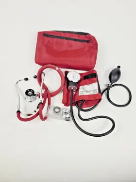 Prestige Medical Et-9108-bk Manual Blood Pressure Cuff Kit With Stethoscope And Case Red Adult