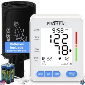 B0dwb9rpyj Proheal Automatic Blood Pressure Monitor With Large Cuff 240 Memory Lcd Display