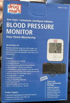 89-553 Quality Choice Drug Mart Automatic Arm Cuff Digital Blood Pressure Monitor