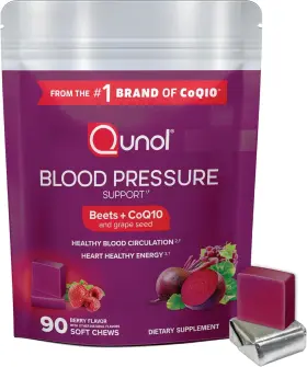 Coq10 Qunol 850052593179 Beets Chews Blood Pressure Support Grape Seed 90 Count