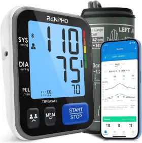 Renpho 711181781304 Blood Pressure Monitor For Home Use Fsa Hsa Eligible Bluetooth Smart Bp