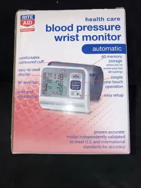 Rc211 Rite Aid 011822959582 Blood Pressure Wrist Monitor