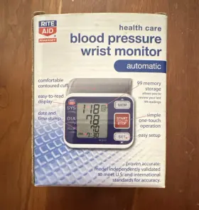 Rite Aid 0348932 Digital Wrist Blood Pressure Monitor Rc210 Automatic Gray Blue Memory