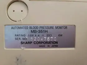 Mb-351h Sharp Corporation Corp. Automated Blood Pressure Monitor Rare. Missing Wires #3
