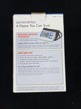 01-540 Smartheart Smart Heart Automatic Digital Blood Pressure Adult Upper Arm Cuff New #3