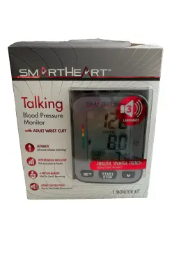 Smartheart 845717008884 Smart Heart Talking Blood Pressure Monitor 3 Languages With Adult Wrist Cuff