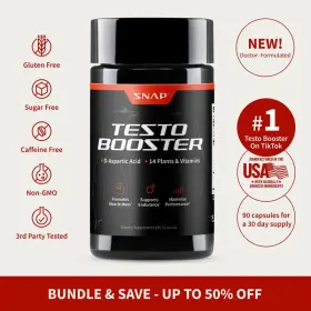 Snap Supplements 850039253423 - Testo Booster Supports Mens Testosterone Production 3rd Party Tested