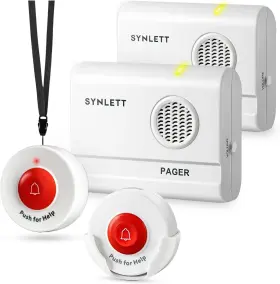 Synlett 768561405305 Caregiver Pager Call Button Wireless 2 Buttons Receivers White