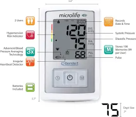 Bp3mc1 Usa Inc. Bp3mc1- Series 500 Automatic Upper Arm Blood Pressure Monitor Wide-range Cuff Fits Most #3