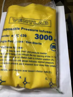 Ventlab Vc-3000 Reusable Veterinary Pressure Infusion Cuff 3000ml With Piston Gauge # 4f12