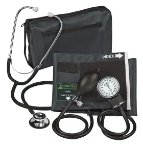 02-12701 Veridian Healthcare 845717000475 Prokit Aneroid Sphygmomanometer With Dual-head Scope Adult Black