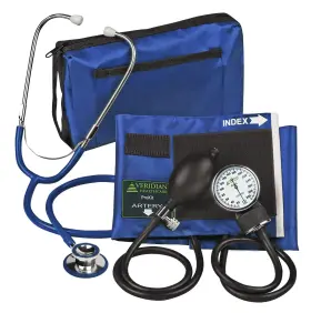 Veridian Healthcare 845717000482 Aneroid Sphygmomanometer With Dual-head Stethoscope Kit Adult Navy