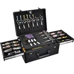 Yueieoun 008678312494 Barber Case With Clippers Sliding Tray Profesional Barbers - Black