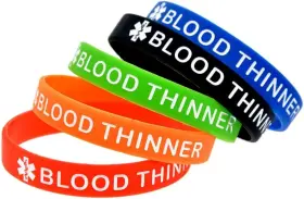 Zenruiming 445046030025 5 Medical Alert Blood Thinner Silicone Bracelet Adult E