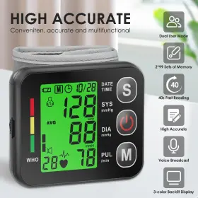 Ziqing 707630460883 Wrist Blood Pressure Monitor -bp Automatic Cuff 13.5- #3