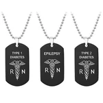 Laser Engraved Medical Alert Id Necklace Dog Tag Pendant Chain For Women. Fixed Price $10.99.