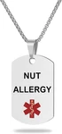 Medical Alert Id Necklace, Laser Engraved Nut Allergy, Stainless Steel Tag Penda. Fixed Price $21.75.