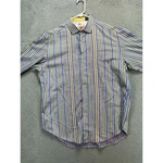 Robert Graham Shirt Adult Xl Multi Stripe Cotton Flip Cuff Button Up Dress Men. Fixed Price $31.59.