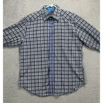 Robert Graham Button Up Shirt Adult Xl Gray Blue Plaid Embroidered Flip Cuff Men. Fixed Price $36.10.