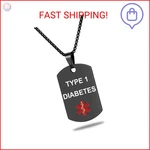 Unicgift Medical Alert Id Necklace, Laser Engraved Type 1 Diabetes, Stainless. Fixed Price $19.73.